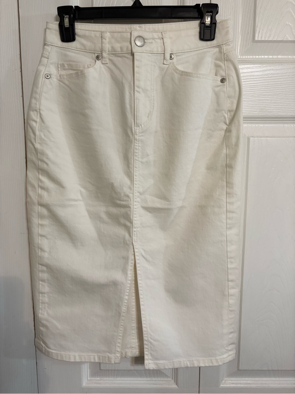 Women’s White Denim Pencil Skirt with Front Slit Loft Size 2